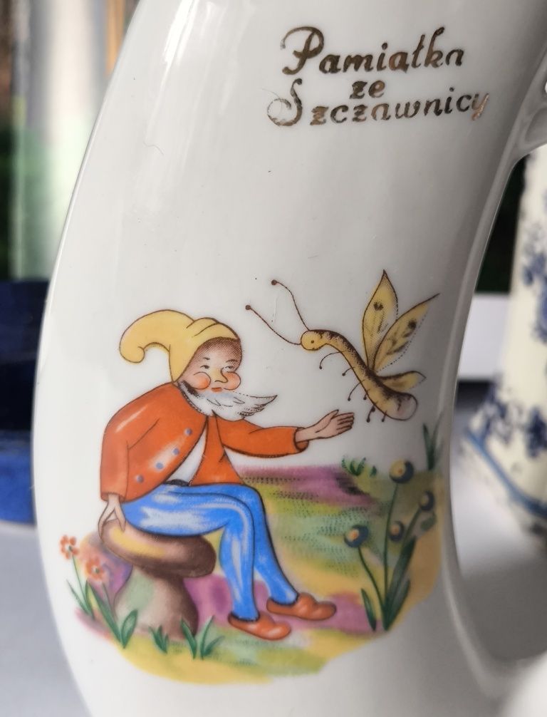 Pijałka krasnoludek Ćmielów piękna stara porcelana
