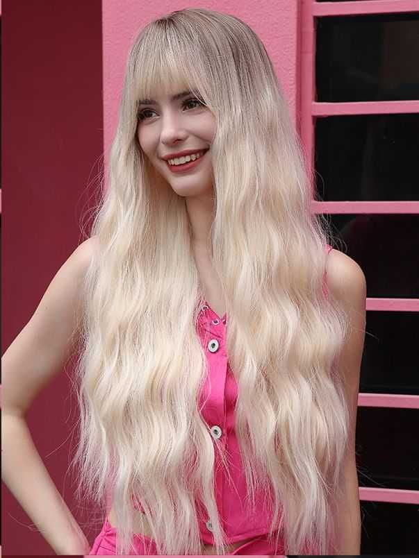 Peruka jasny blond odrost mega długa fale+ czepek peruki jak naturalne