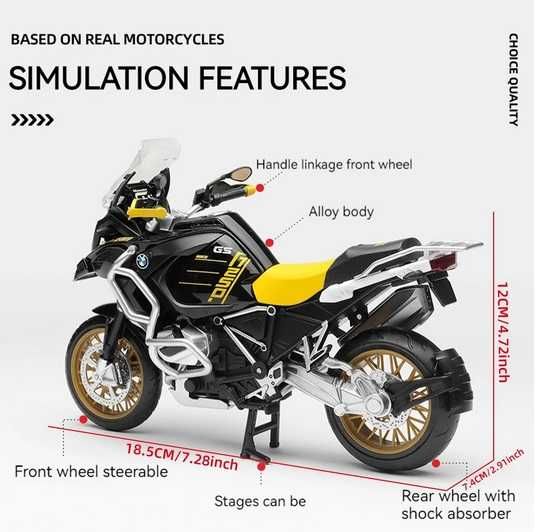 Model motocykla motocykl BMW R1250 GS 1/12 zabawka prezent kolekcja