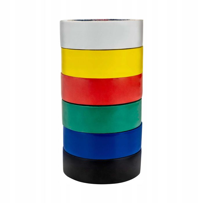 Taśma izolacyjna kolorowa wodoodporna elastyczna PVC 6m x 17mm 6 szt.