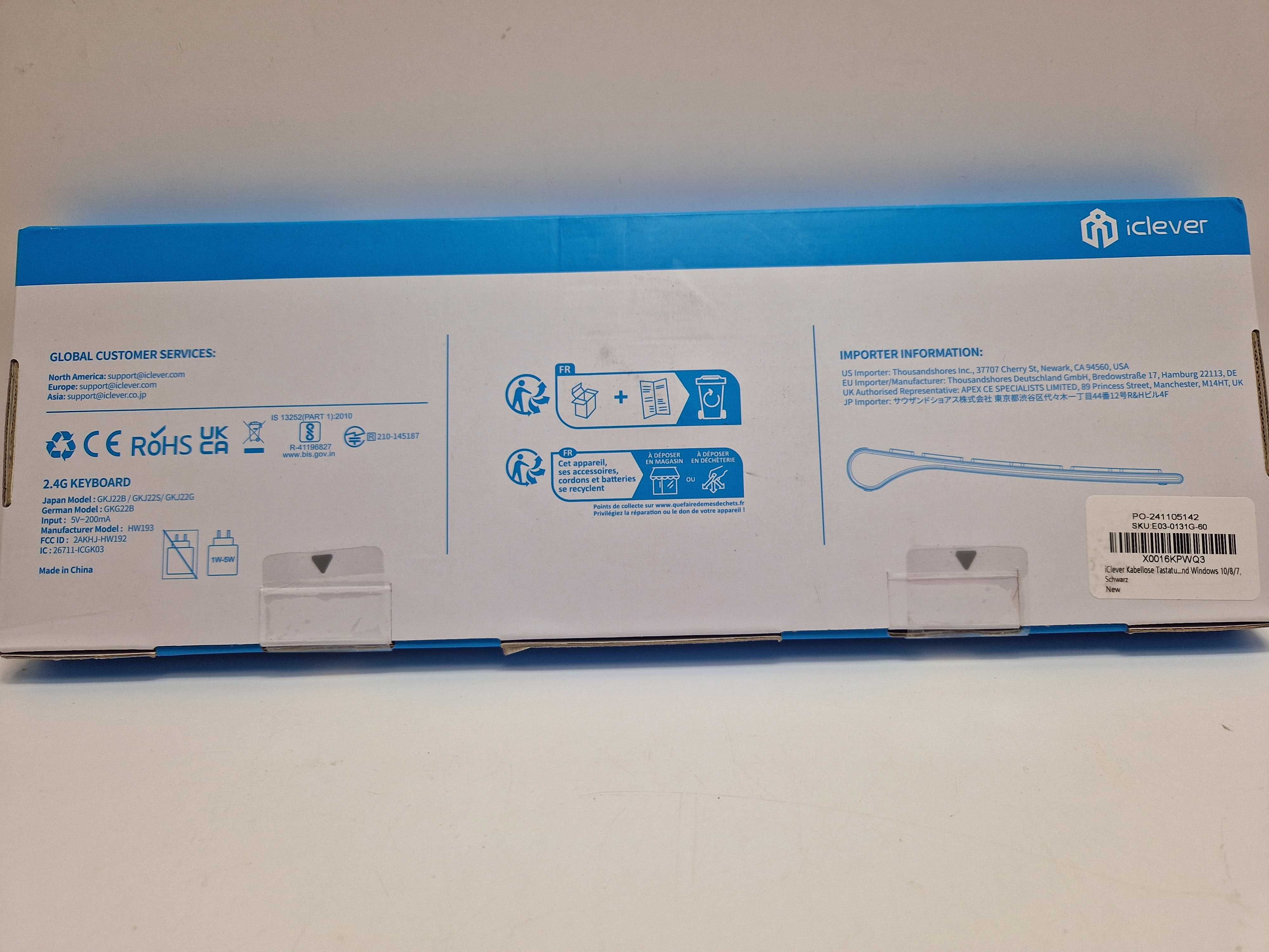 iClever GKG22B Klawiatura bezprzewodowa 2,4 GHZ QWERTZ