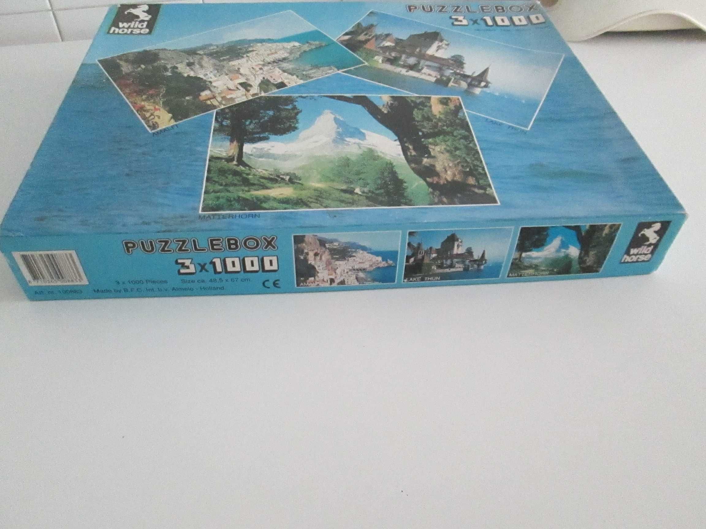 3 puzzles de 1000 peças cada numa só caixa