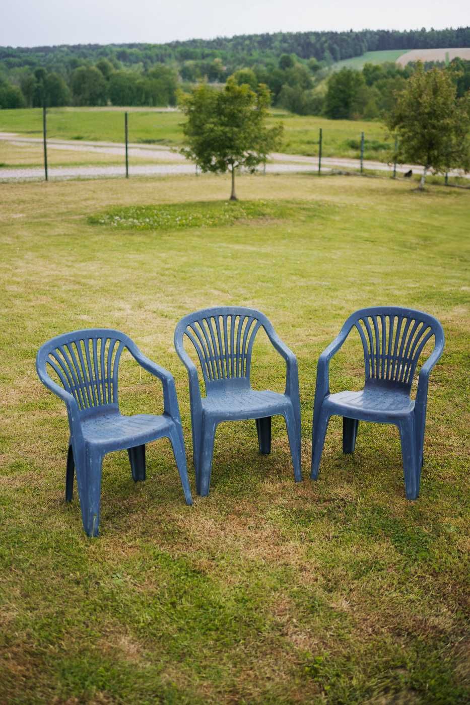 Krzesła ogrodowe plastikowe, zestaw 3 sztuki