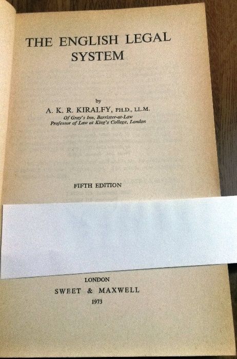 The English Legal System - A.K.R. Kiralfy