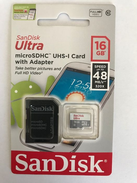 SanDisk Ultra microSDHC UHS-I 16GB з адаптером