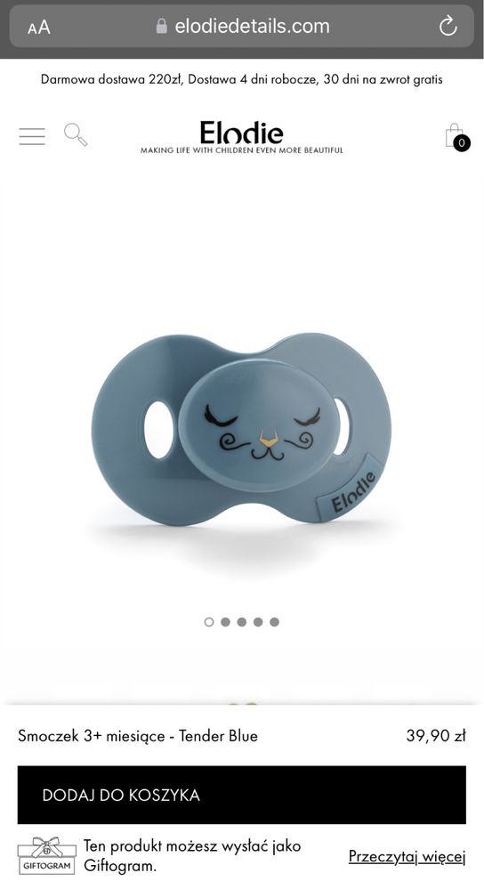 Пустушка Elodie tender blue pacifier  3+ міс