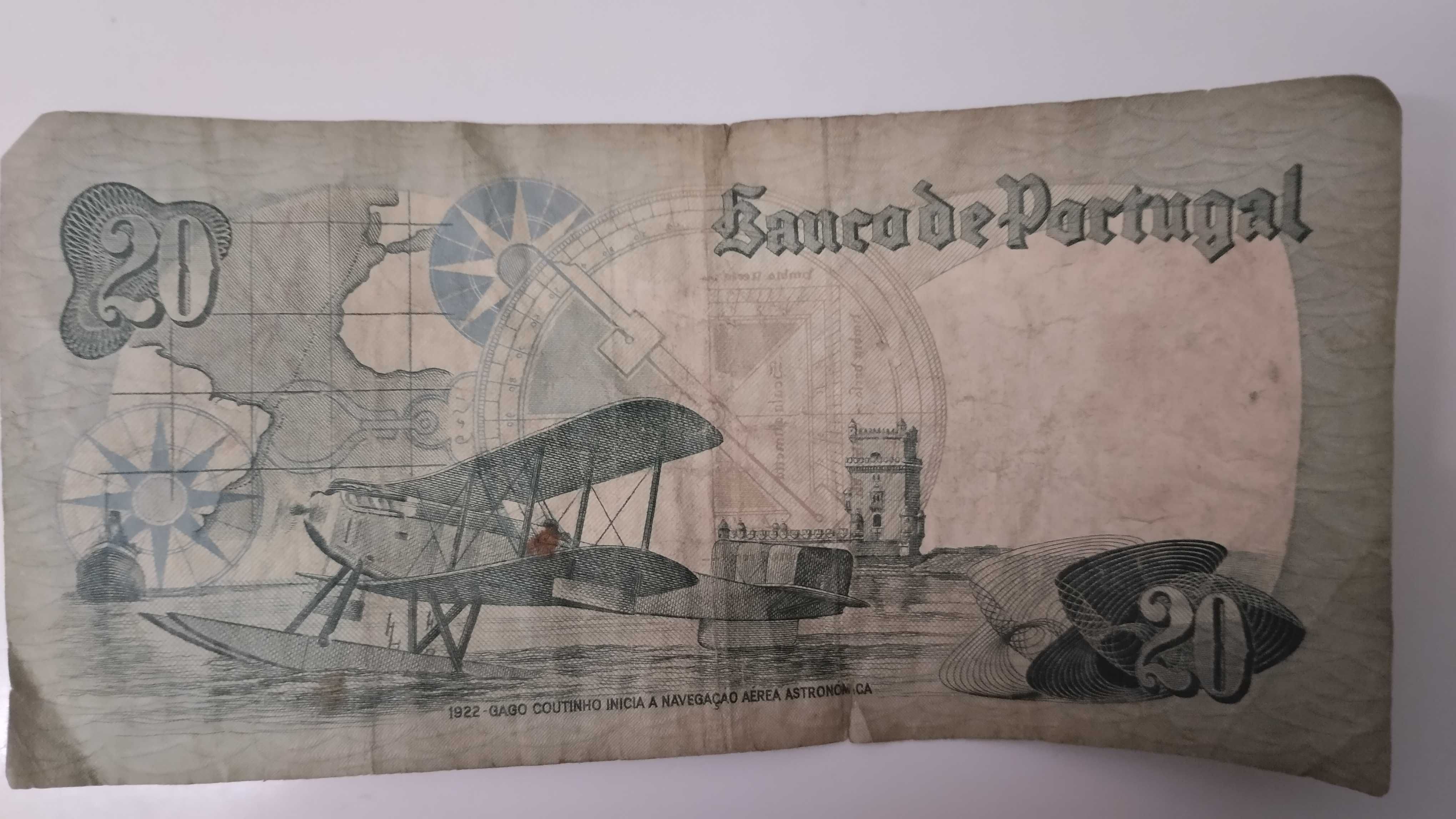 Notas 20 escudos década de 70 séc XX
