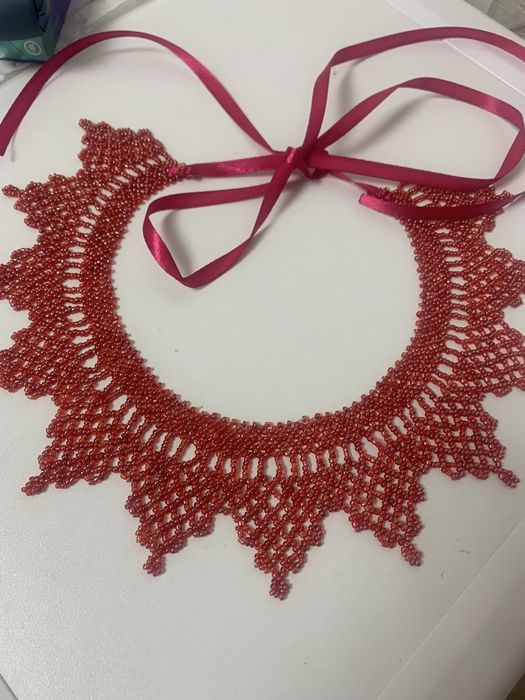 Силянка намисто бісер кольє етно украінське народне 43 см синє та кори