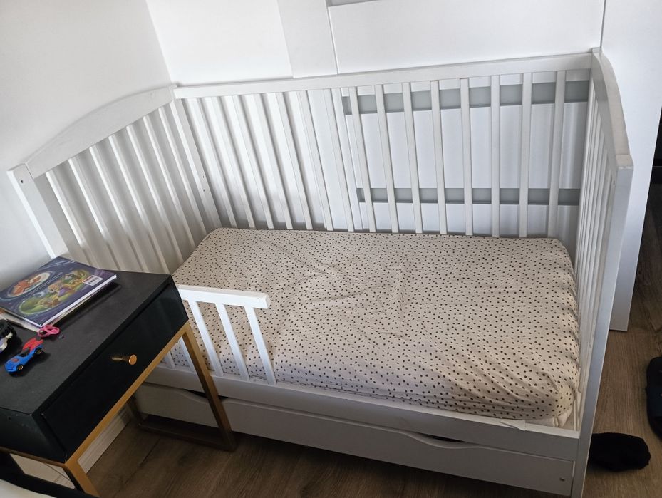 Łóżeczko białe dla dzieci 2w1 120x60