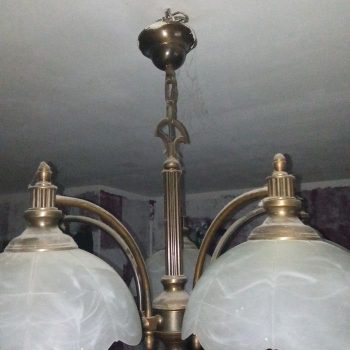 Żyrandol mosiężny PRL antyk vintage kolekcja wystrój