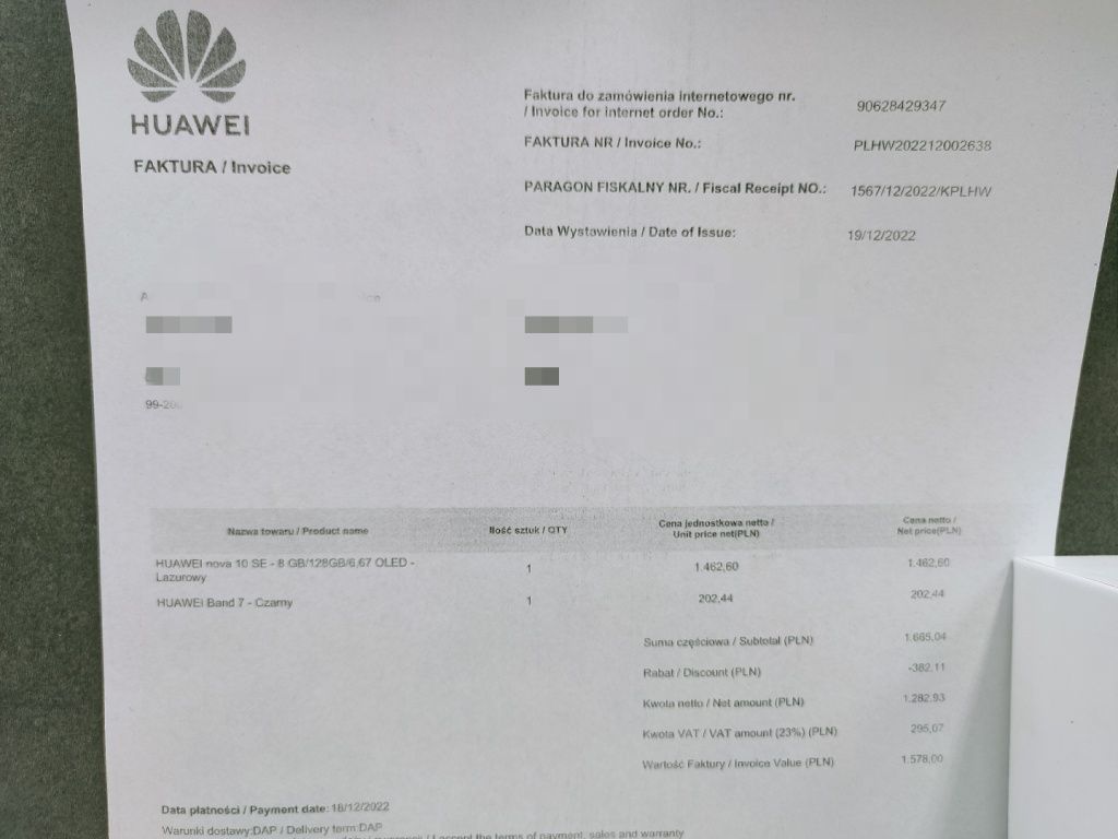 Jak Nowy, Na Gwarancji. Huawei 10 SE 6/128Gb,Mint Green. Lombard Łódź.