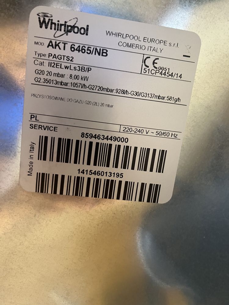 Płyta gazowa Whirlpool AKT 6465/NB Stan Bdb