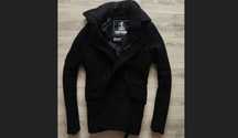 wełna SUPERDRY płaszcz S/M/L SLIM elegancki czarny kurtka fit d-look