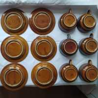 Mirostowice Nefryt komplet na 6 osób do herbaty lub kawy PRL porcelit