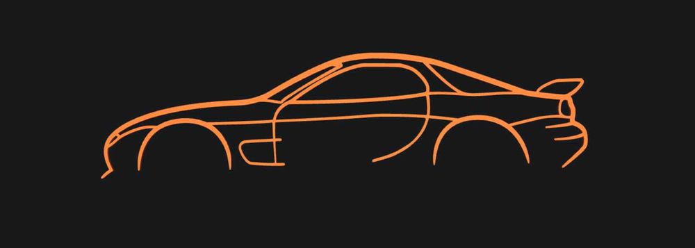 Mazda RX-7 Obrys na ścianę Druk 3D, model dla Fana marki na prezent