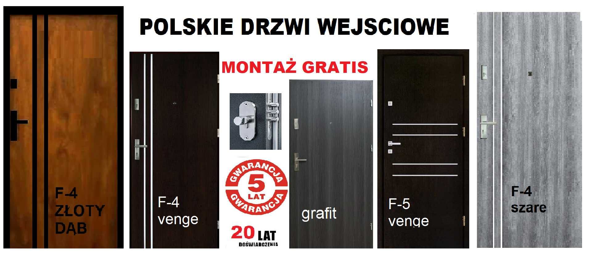 Drzwi wejściowe ZEWNĘTRZNE z montażem drewniane-metalowe do mieszkania