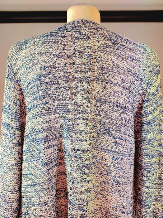 Sweter bez zapięcia kardigan XL 2XL błyszczący cekiny ażurowy święta