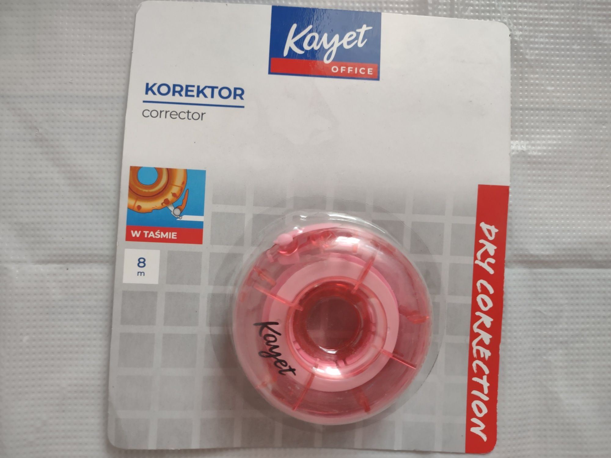 Korektor na taśmie szkoły różowy okrogly kayet