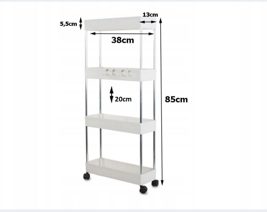 Nowa biała półka łazienkowa organizer na kółkach 4 poziomy