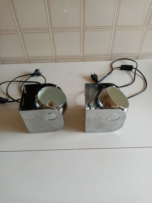 Par focos parede retro aço cromado