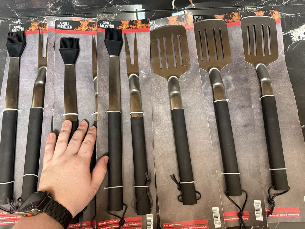 Набір grill meister вилка для барбекю, лопатка з нержавіючої сталі