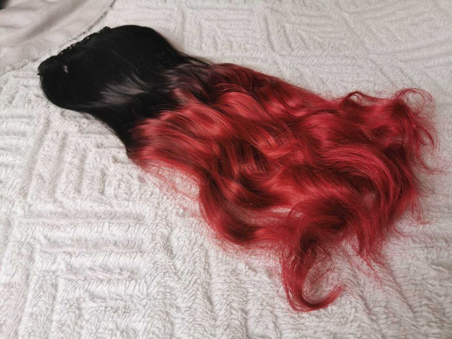Doczepiane włosy clip in 65 cm ombre brąz czerwień