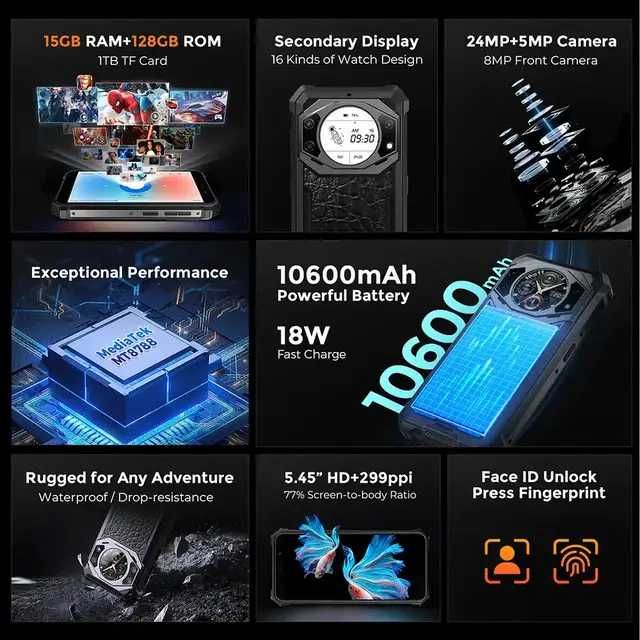 Смартфон Oukitel FOSSIBOT F101 Pro кожа крокодила 10600mAh 8/128Gb NFC