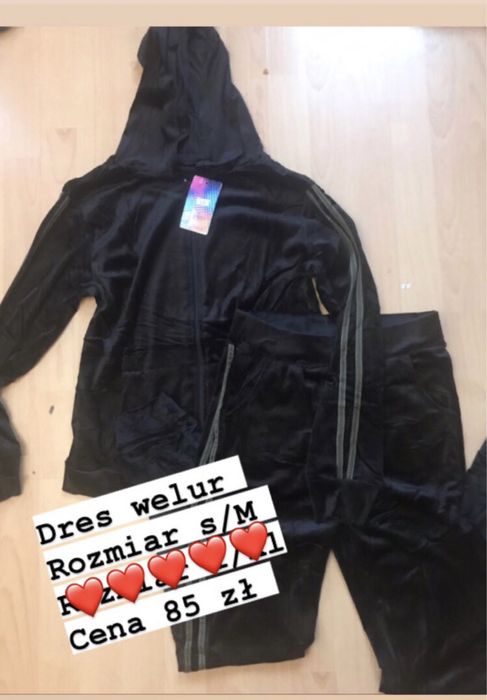 Komplet welurowy pasy zielone biust 100
