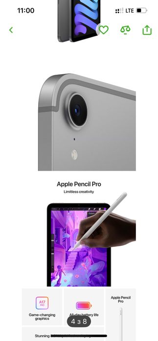 Планшет Apple iPad Mini (A17 Pro) Cellular 128GB (MXPN3) Space Gray