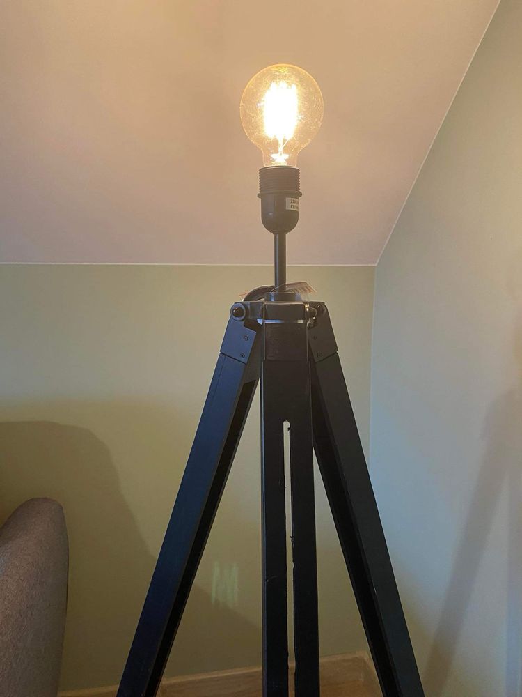 Lampa statyw LOFT drewno-metal