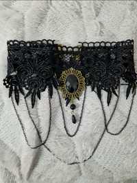 Czarna koronkowa kolia gotycka gothic alternative choker naszyjnik