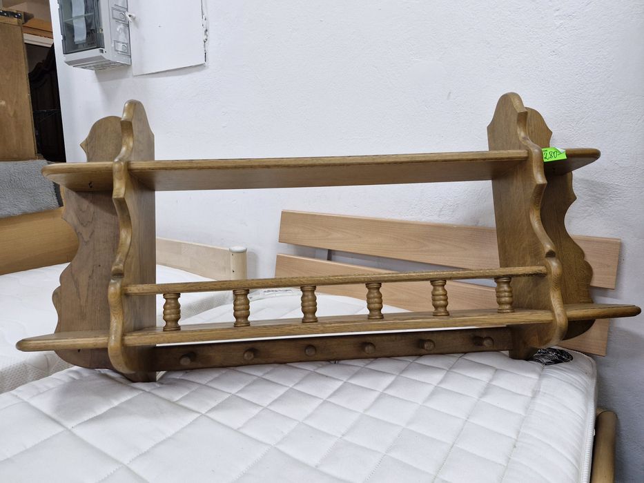 Półka kuchenna dębowa z wieszakami dł. 125 cm wys. 62 cm wysyłka