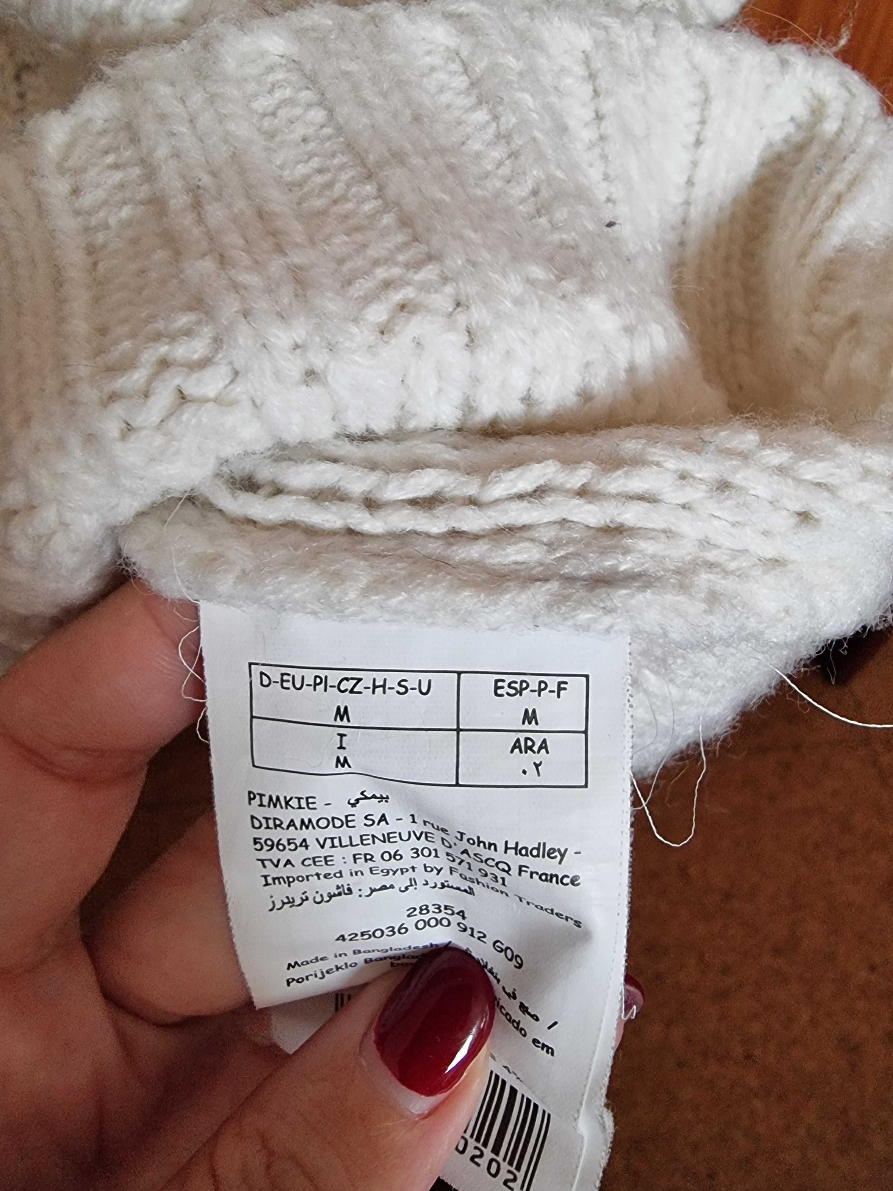 Camisola de malha branco pérola Pimkie, tamanho M