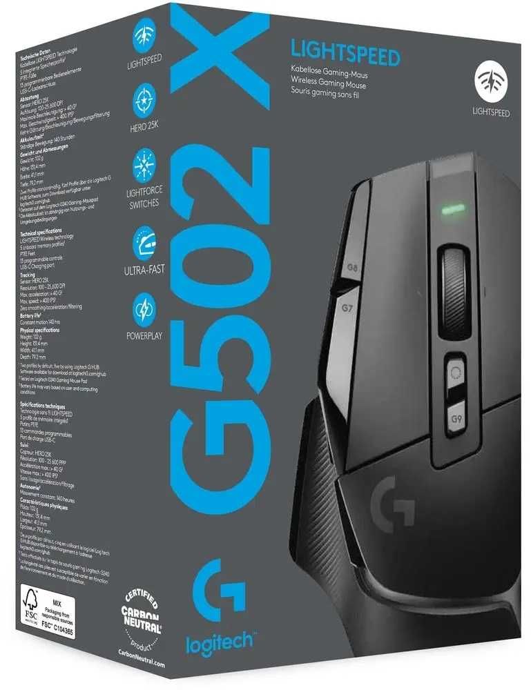 Logitech G G502 X Lightspeed HERO bezprzewodowa mysz