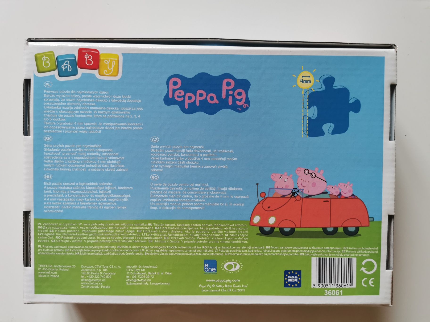 Puzzle 2+ Świnka Peppa duże, z grubego kartonu