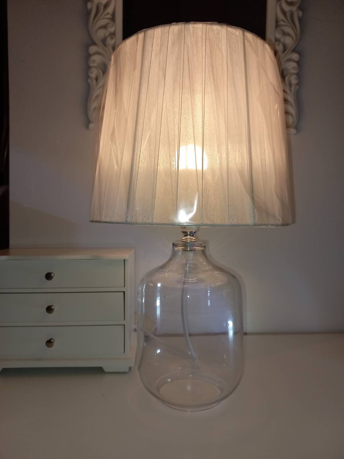 Lampa nowa glamour lampka stołowa nocna szklana przeźroczysta