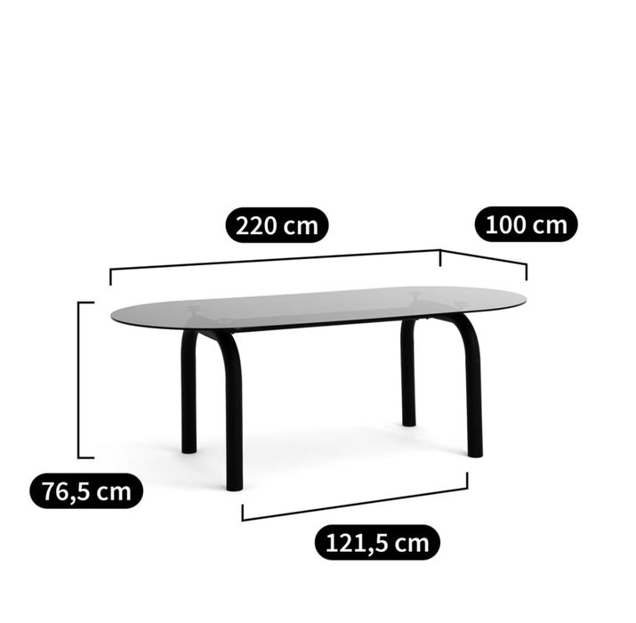 Mesa de vidro com 6 cadeiras