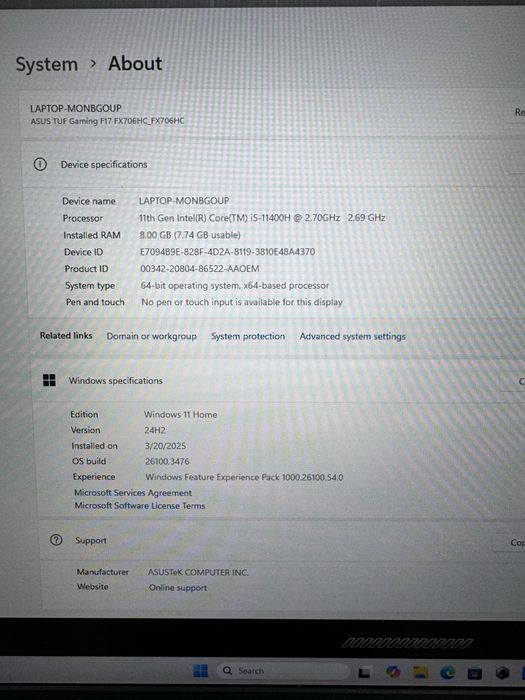 Asus Tuf F17 i5/RTX3050