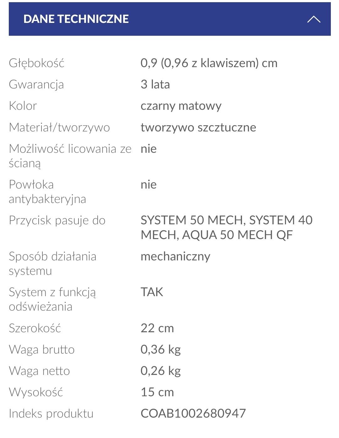 Nowy Przycisk spłukujący Cersanit Block czarny mat, klawisze złote