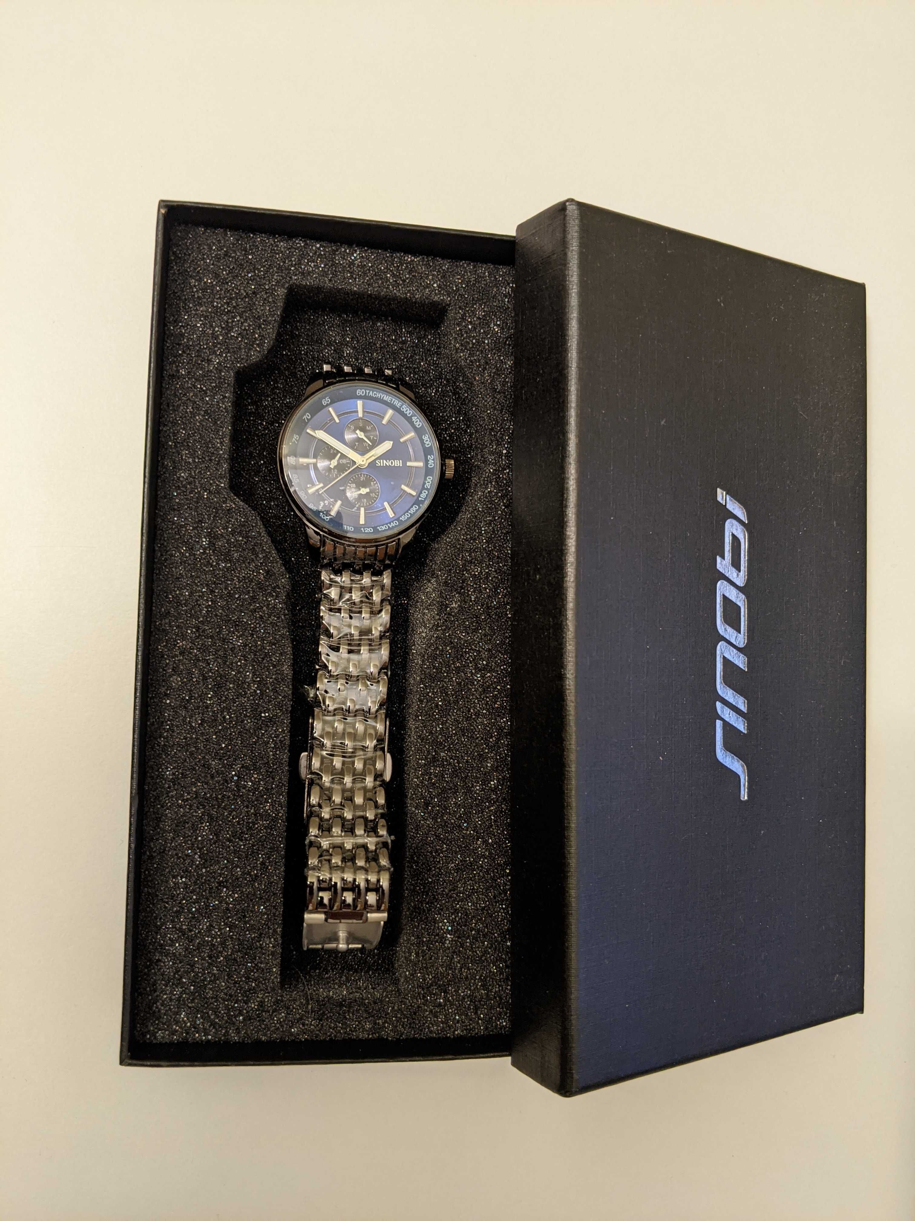 Nowy zegarek bransolecie bransoleta niebieski czarny z pudełkiem