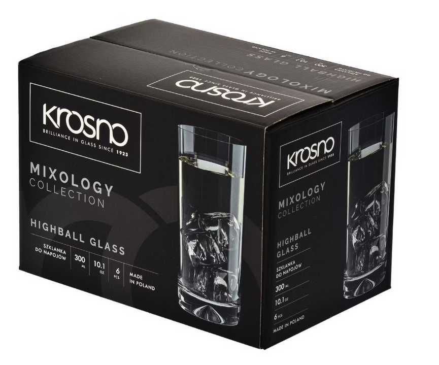 Komplet nowych szklanek do napojów Krosno Glass Mixology 300 ml