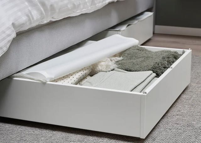 Gaveta de arrumação com rodas p/cama, branca