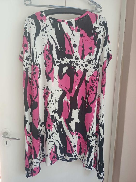 Tunika damska biało-różowo-czarna, duży rozmiar