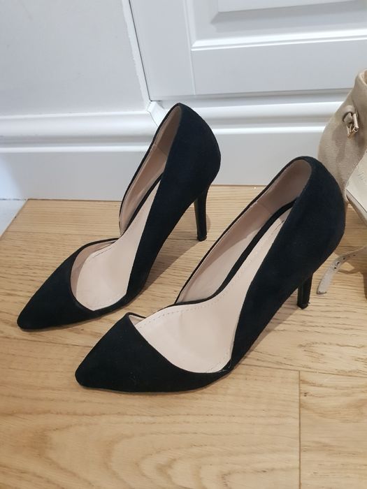 Buty na obcasie sandały szpilki 40 wysokie nude czarne