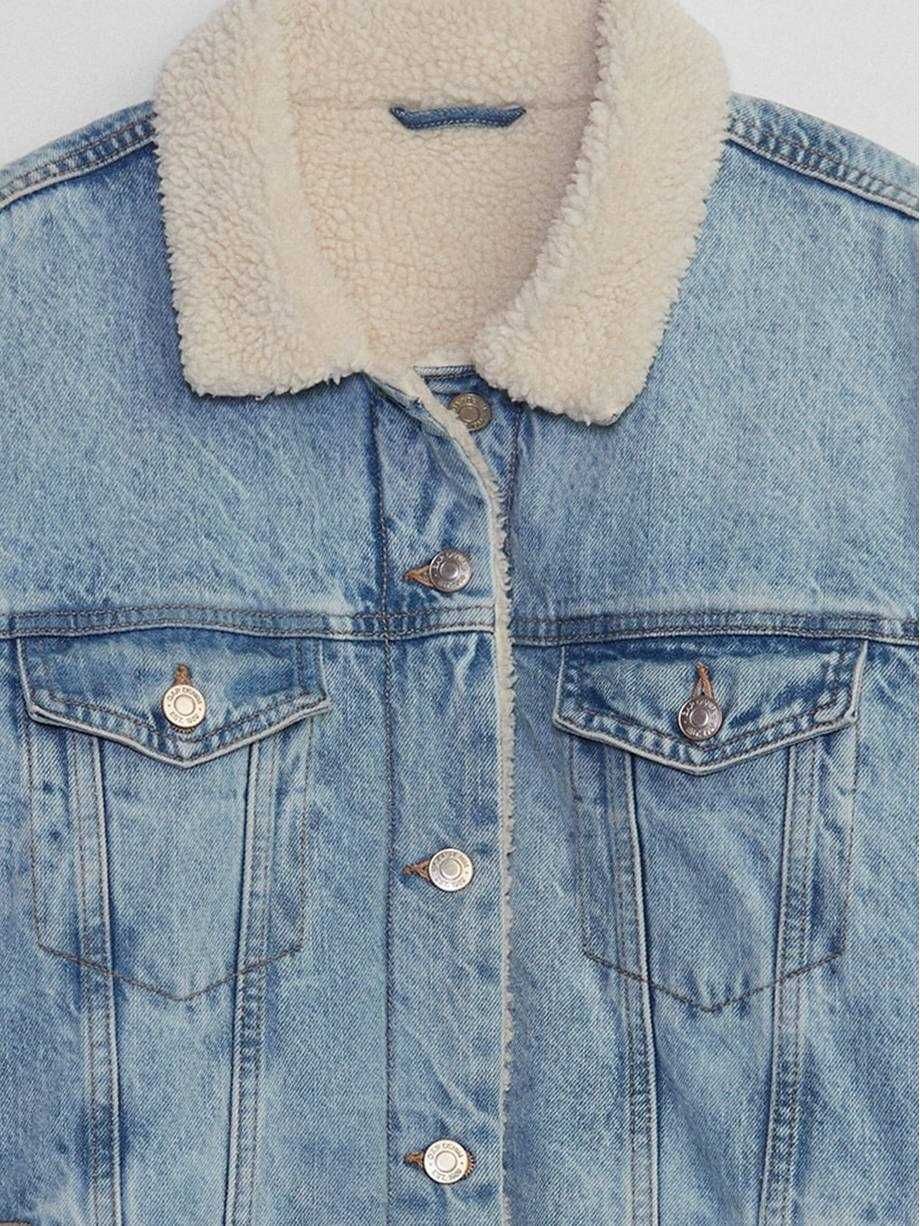 Джинсова куртка жіноча GAP Oversized sherpa icon denim jacket L