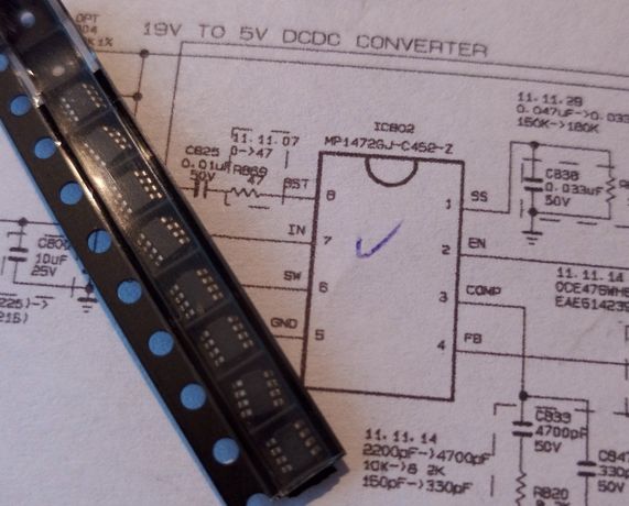 Konwerter napięcia MP1472 -sekcja zasilania monitor LG 23MA73D i inne