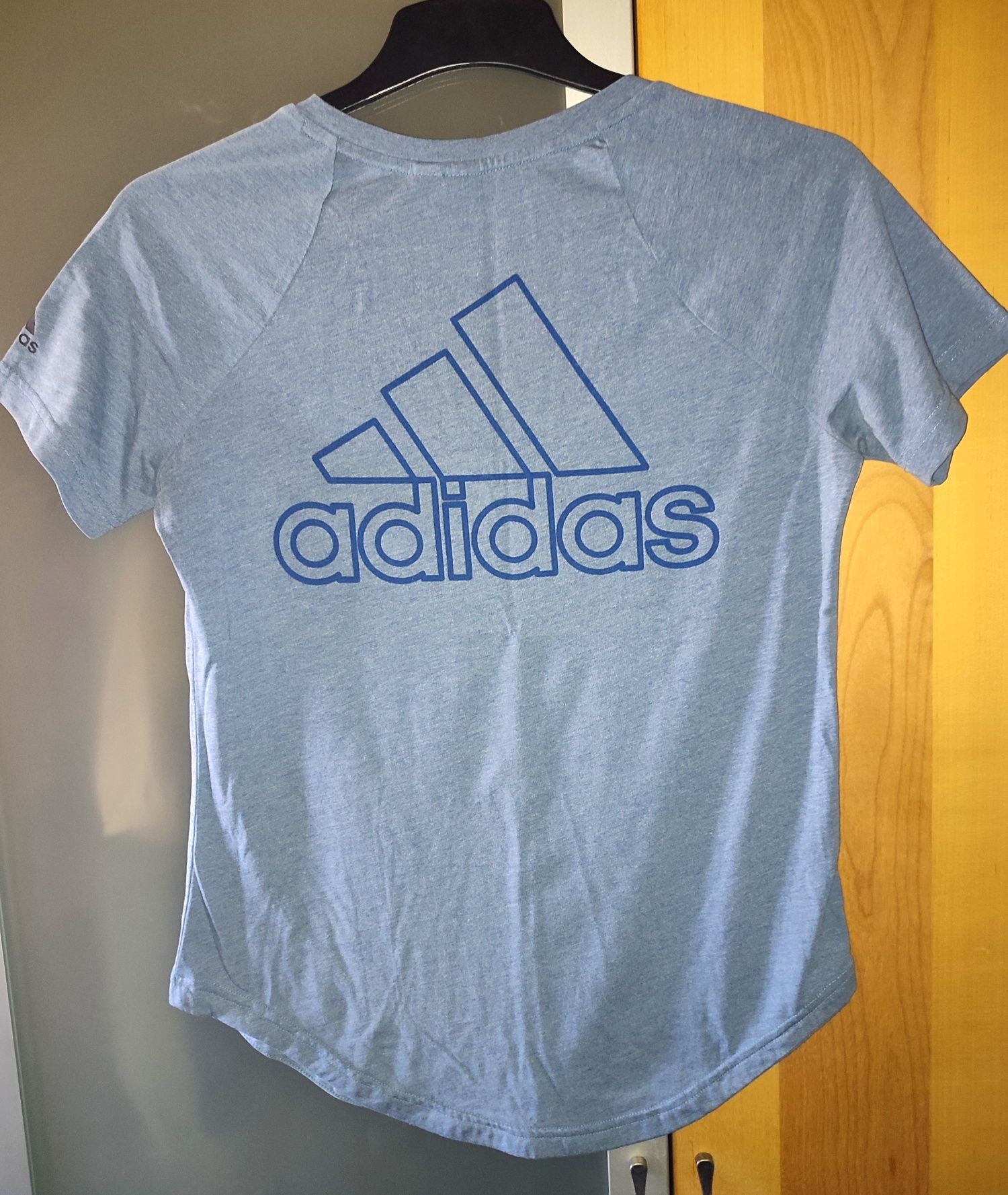 Bluzka koszulka Adidas damska wygodna szaro-niebieska