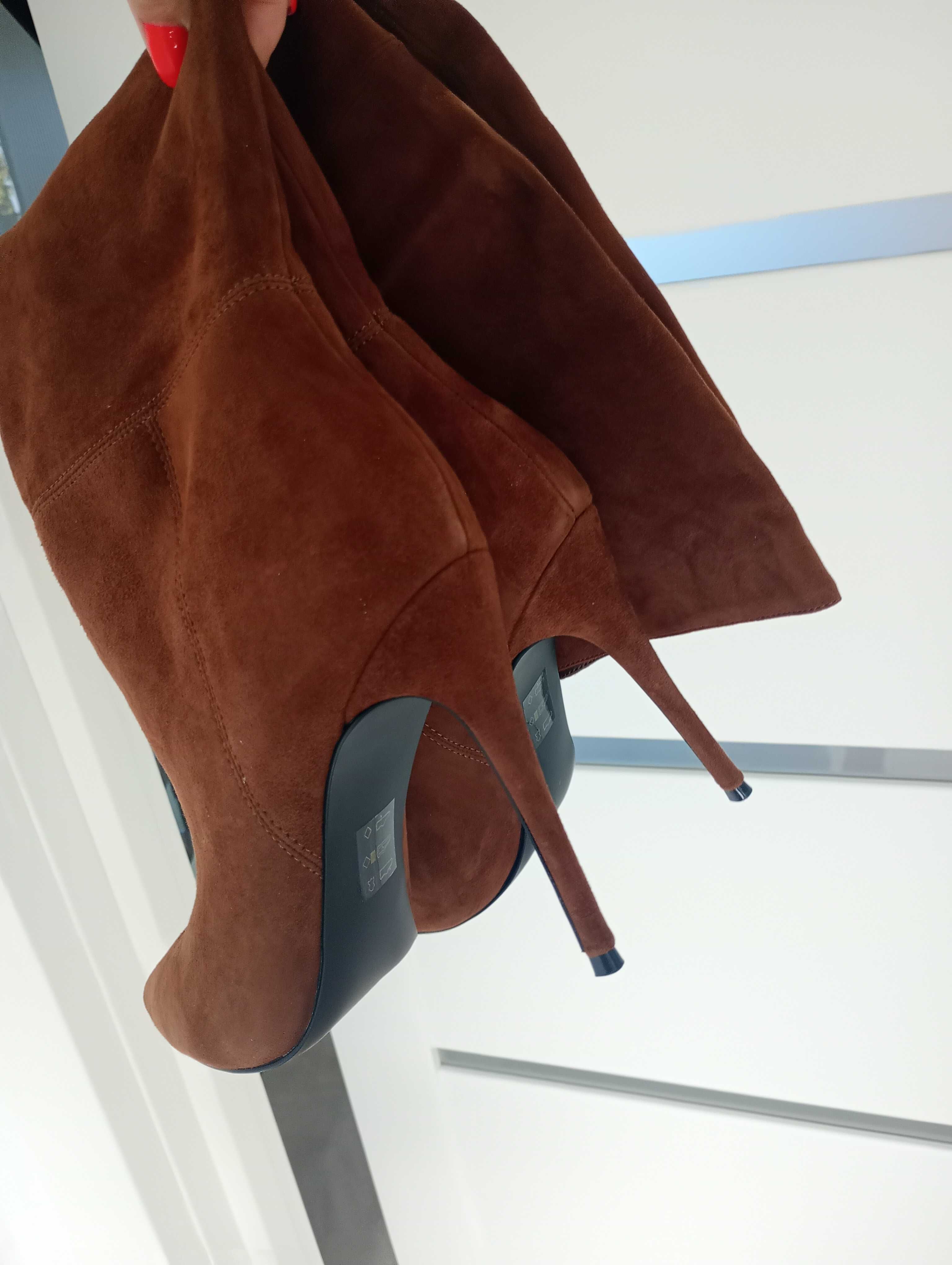Kozaki r.41 Steve Madden #brązowe szpilki #skóra zamsz #piękne
