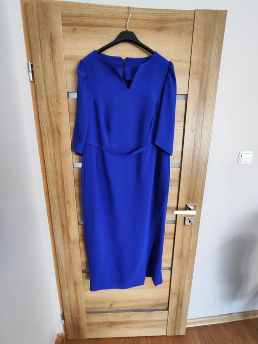 Elegancka sukienka z rozcięciem na nodze roz 46 wesele bal