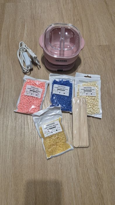 Nowy zestaw do depilacji Waxkiss + wosk + szpatułki